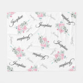 Personalisierter Babyname| Wasserfarbene Boho-Blum Fleecedecke (Vorderseite (Horizontal))