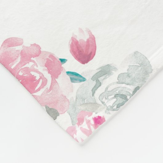 Personalisierter Babyname| Wasserfarbene Boho-Blum Fleecedecke (Ecke)