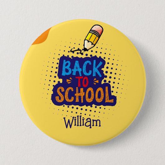 Personalisierter "Back To School" Spaß-Doodle Button (Vorderseite)
