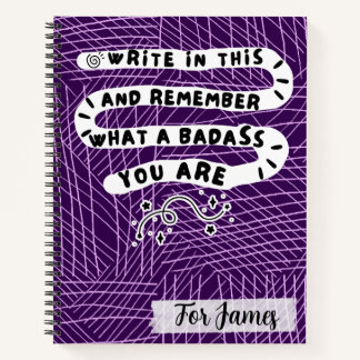 Personalisierter Badass-Spruch Lila Abstraktes Doo Notizblock