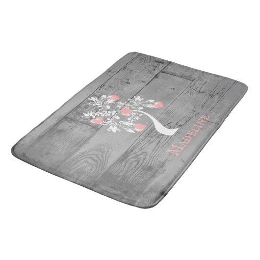 Personalisierter Baderaum in Rosa Baum Badematte (Schrägansicht)