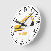 Personalisierter Baggerbauwagen Runde Wanduhr (Winkel)