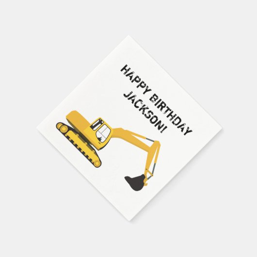 Personalisierter Baggerbauwagen Serviette (Ecke)