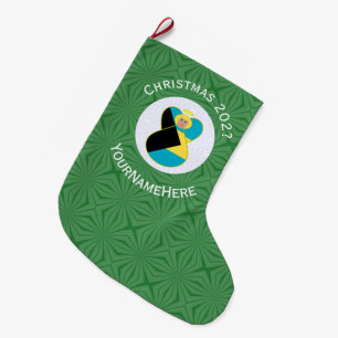 Personalisierter Bahamas-Flagge Blondine Engel Wei Großer Weihnachtsstrumpf