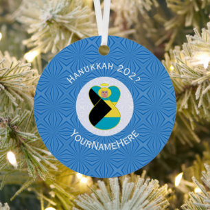 Personalisierter bahamischer Engel Hanukkah Blond  Ornament Aus Metall