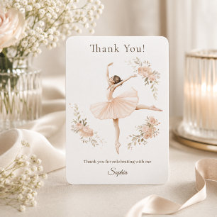 Personalisierter Ballerina-Geburtstag Blush Floral Dankeskarte