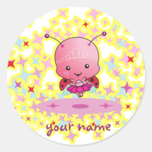 Personalisierter Ballerina-Marienkäfer-Aufkleber Runder Aufkleber