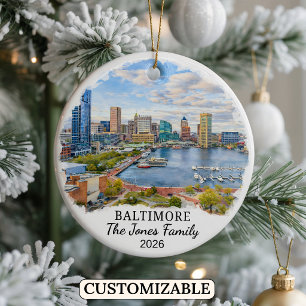 Personalisierter Baltimore-Schmuck, Maßgeschneider Keramik Ornament