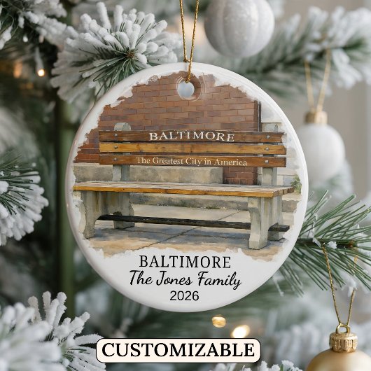 Personalisierter Baltimore-Schmuck, Maßgeschneider Keramik Ornament