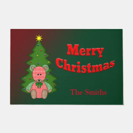 Personalisierter Bär im Baum Frohe Weihnachtsferie Fußmatte
