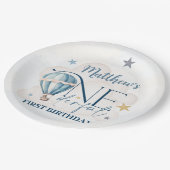 Personalisierter Bär in einem Ballon Papier-Teller Pappteller (Schrägansicht)