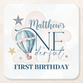 Personalisierter Bär in einem Ballon Papier-Unters Rechteckiger Pappuntersetzer