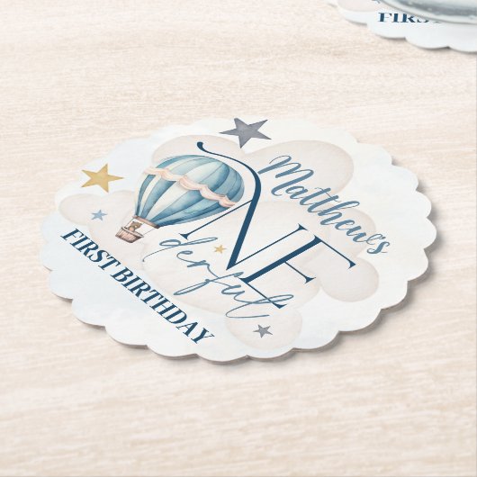 Personalisierter Bär in einem Ballon Papier-Unters Untersetzer (angewinkelt)