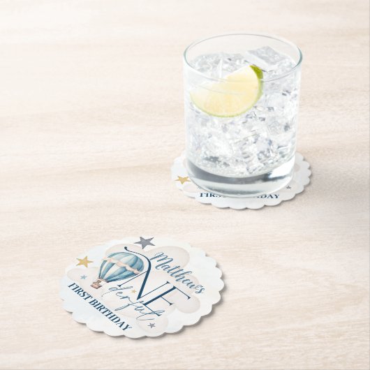 Personalisierter Bär in einem Ballon Papier-Unters Untersetzer (Vor Ort)