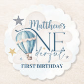 Personalisierter Bär in einem Ballon Papier-Unters Untersetzer (Vorderseite)