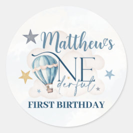 Personalisierter Bär in einem Ballon Runder Aufkleber