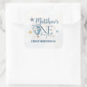 Personalisierter Bär in einem Ballon Square Sticke Quadratischer Aufkleber (Tasche)