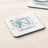 Personalisierter Bär in einem Ballon-Untersetzer Getränkeuntersetzer (Linke Seite)