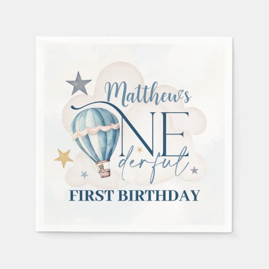 Personalisierter Bär in einem Ballonpapier Napkins Serviette (Vorderseite)