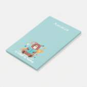 Personalisierter Bär mit Buch Post-it Klebezettel (angewinkelt)