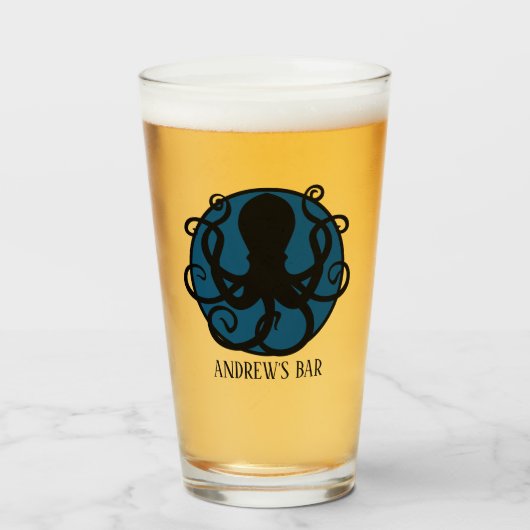Personalisierter Bar Octopus Pint Glas (Vorne (Gefüllt))
