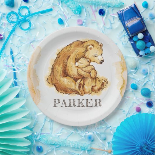 Personalisierter Bär Pappteller (Party)