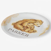 Personalisierter Bär Pappteller (Schrägansicht)