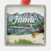 Personalisierter Bärenführer Silbernes Ornament (Vorne)