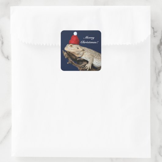 Personalisierter Bartdrachenechse - Weihnachtsmann Quadratischer Aufkleber (Tasche)