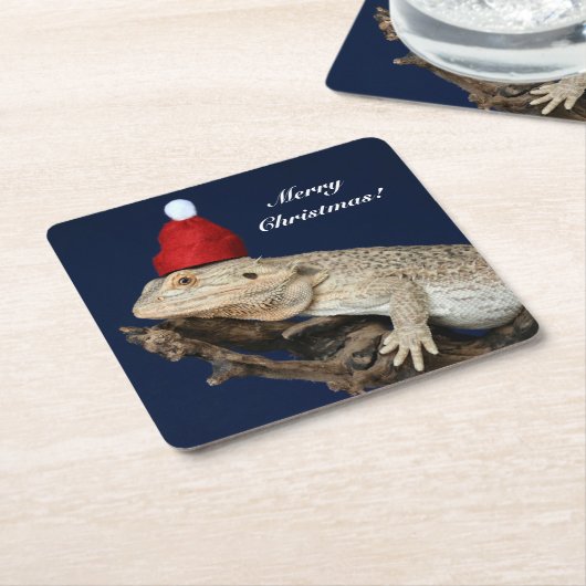 Personalisierter Bartdrachenechse - Weihnachtsmann Rechteckiger Pappuntersetzer (angewinkelt)