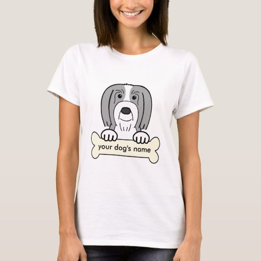 Personalisierter bärtiger Collie T-Shirt (Vorderseite)