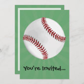 Personalisierter Baseball auf Green Kids Boys Einladung (Vorne/Hinten)