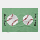 Personalisierter Baseball auf Green Kids Boys Handtuch (Horizontal)