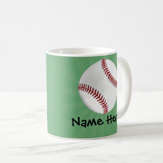 Personalisierter Baseball auf Green Kids Boys Kaffeetasse (VorderseiteRechts)