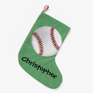 Personalisierter Baseball auf Green Kids Boys Kleiner Weihnachtsstrumpf