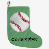 Personalisierter Baseball auf Green Kids Boys Kleiner Weihnachtsstrumpf (Vorderseite)