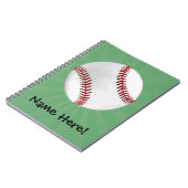 Personalisierter Baseball auf Green Kids Boys Notizblock (Linke Seite)