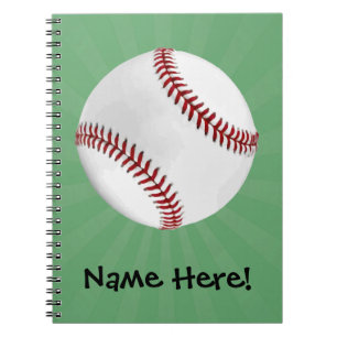 Personalisierter Baseball auf Green Kids Boys Notizblock