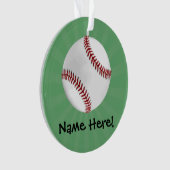 Personalisierter Baseball auf Green Kids Boys Ornament (Vorderseite)