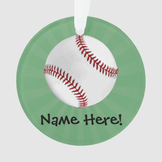 Personalisierter Baseball auf Green Kids Boys Ornament (Vorderseite)