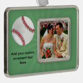 Personalisierter Baseball auf Green Kids Boys Rahmen-Ornament Silber (Rechts)