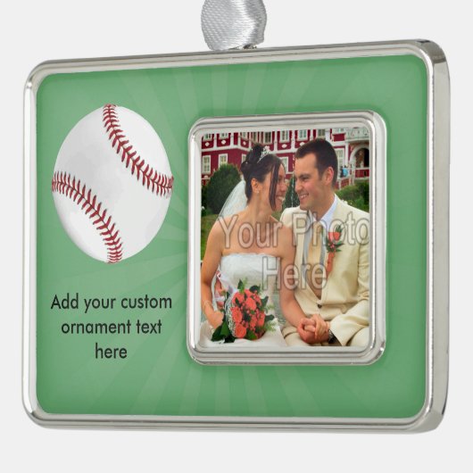 Personalisierter Baseball auf Green Kids Boys Rahmen-Ornament Silber (Links)