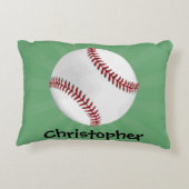 Personalisierter Baseball auf Green Kids Boys Zierkissen (Rückseite)