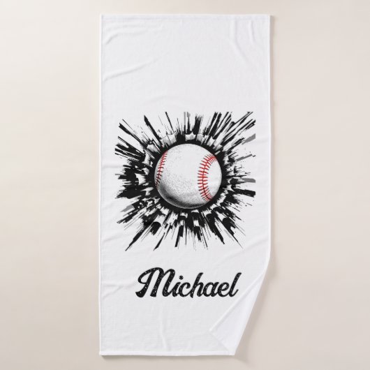 Personalisierter Baseball-Ball bricht durch die Ma Badehandtuch (Badehandtuch)