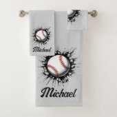 Personalisierter Baseball-Ball bricht durch die Ma Badhandtuch Set (Insitu)