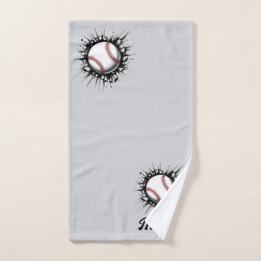 Personalisierter Baseball-Ball bricht durch die Ma Badhandtuch Set (Handtuch)