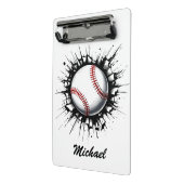 Personalisierter Baseball-Ball bricht durch die Ma Mini Klemmbrett (Gewinkelt2)