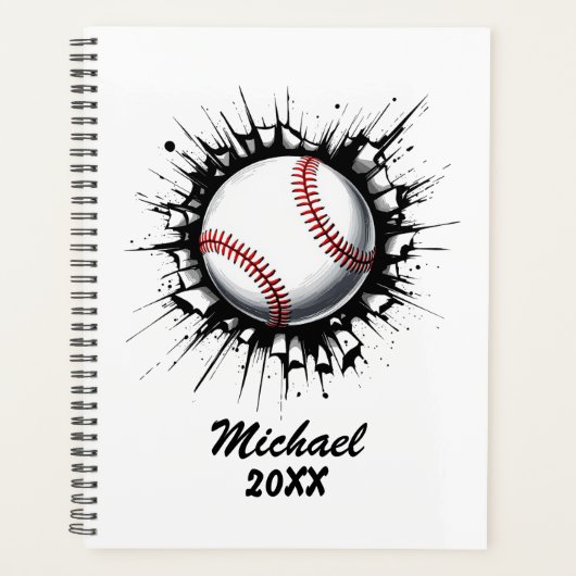 Personalisierter Baseball-Ball bricht durch die Ma Planer (Vorderseite)