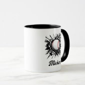 Personalisierter Baseball-Ball bricht durch die Ma Tasse (VorderseiteRechts)