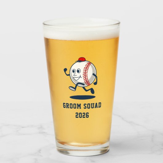 Personalisierter Baseball-Ball-Cartoon Glas (Vorne (Gefüllt))